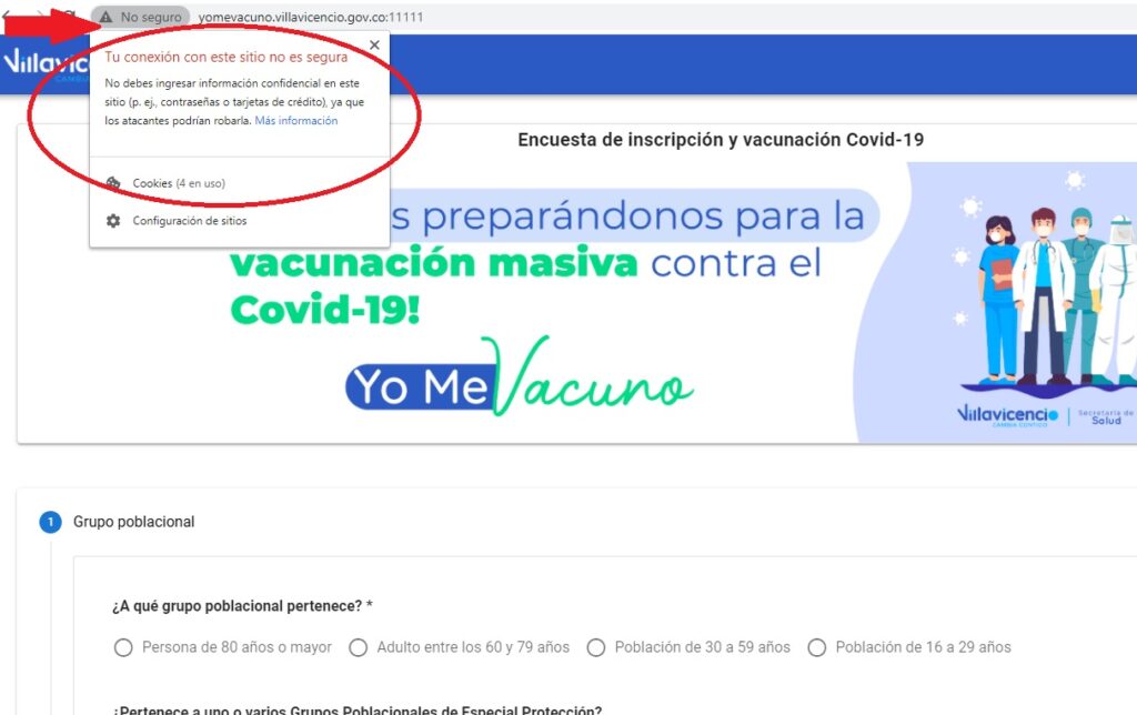 Cuestionan seguridad de web para el registro de vacuna Covid-19